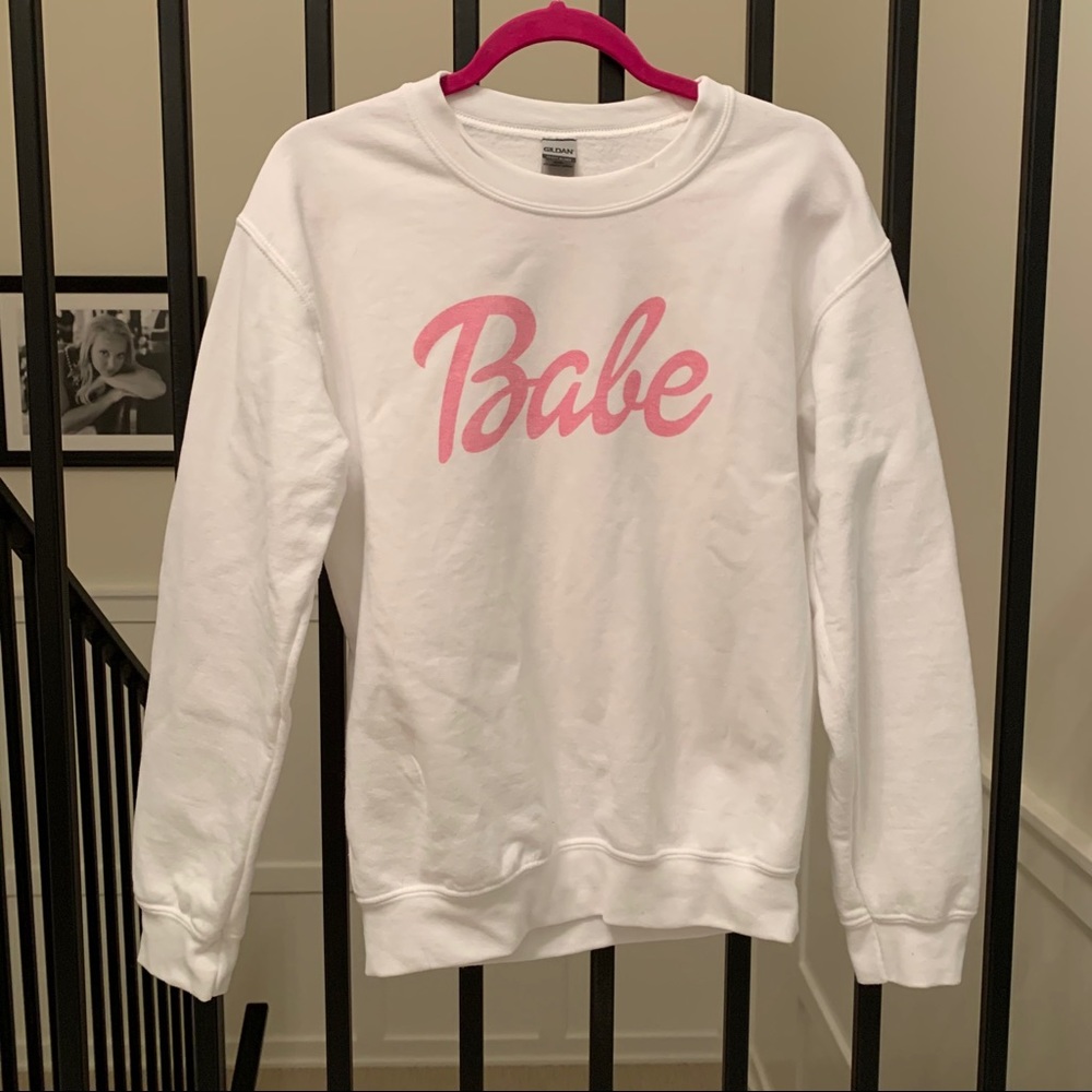 Pink Lily White Babe Sweatshirt